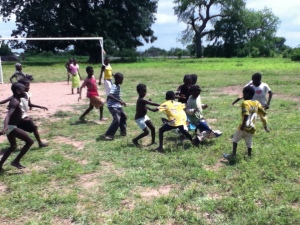 Playing with the kids in a nearby village.